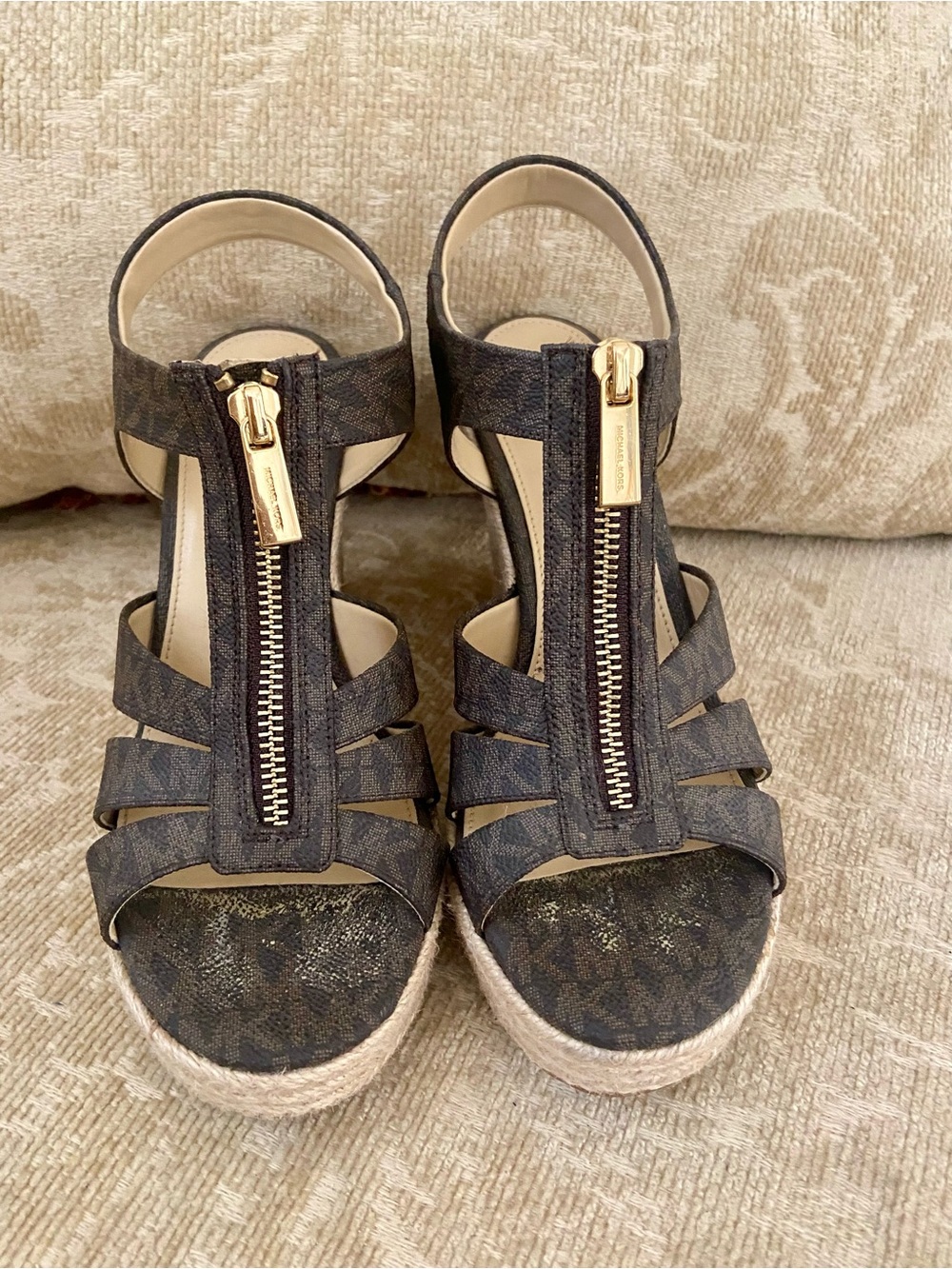 Michael Kors Wedge Espadrille Sandals in Brown